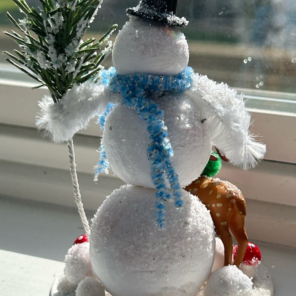 Festive vintage repurposed Snowman and Reindeer Holiday Decor - Picture 5 of 5